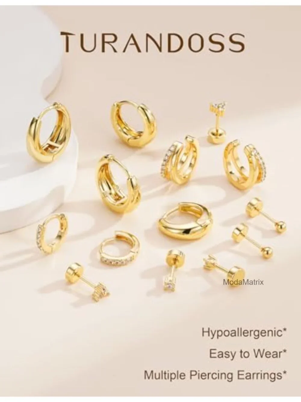 7 Pairs Gold Plated Hypoallergenic Hoop Earrings for Women Stacking Set
